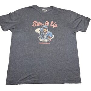 BreakingT MLB Marcell Ozuna Stir It Up T Shirt Adult 2XL Gray Short Sleeve Tee